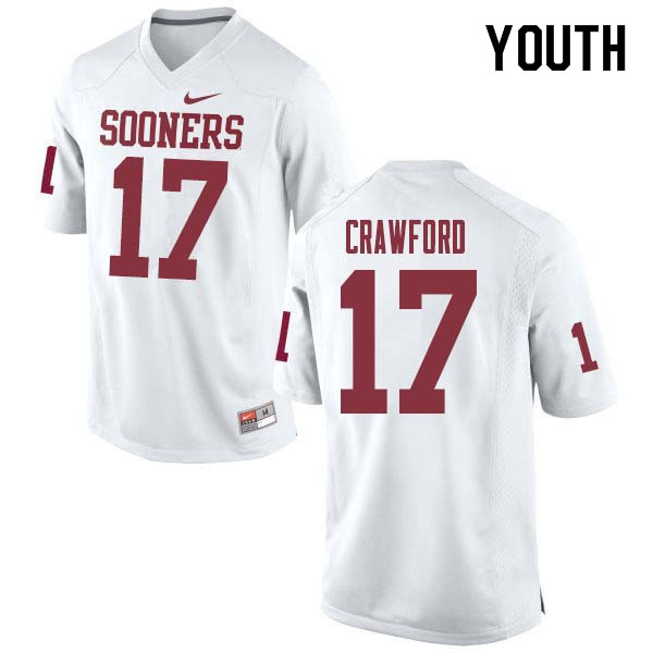 Youth #17 Jaquayln Crawford Oklahoma Sooners College Football Jerseys Sale-White - Click Image to Close